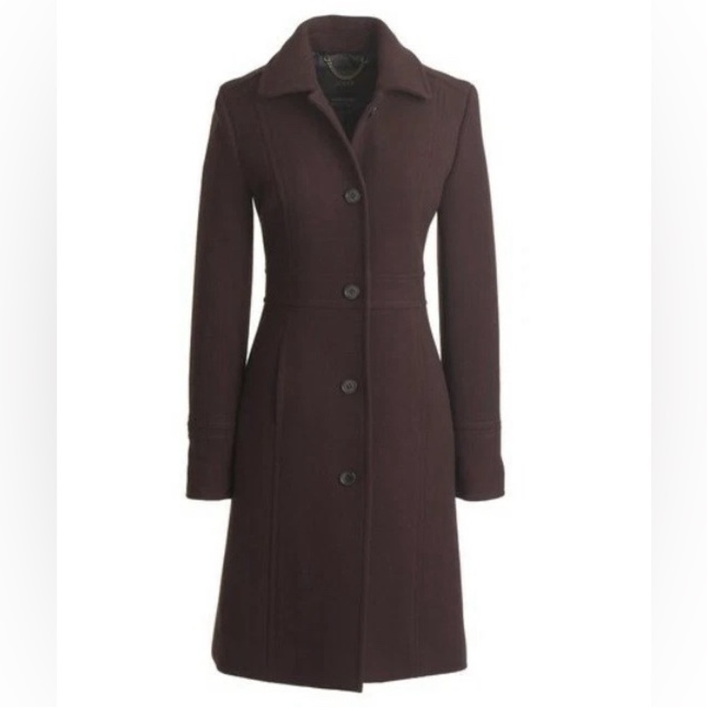 J. Crew Lady Day Double Cloth Italian Wool with Thinsulate Brown Sz 2